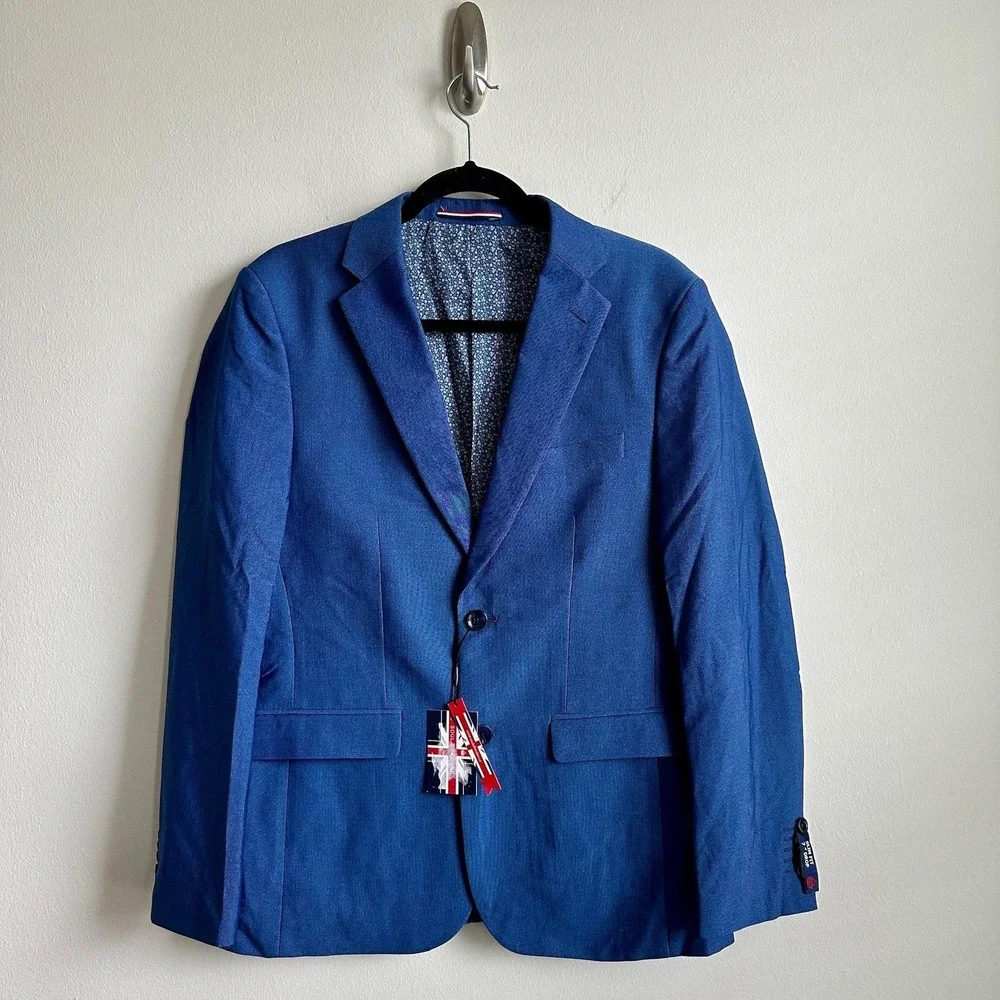 Soul of London Blazer Mens 38R Slim Fit 7 Drop Sport Coat Jacket Floral Lined